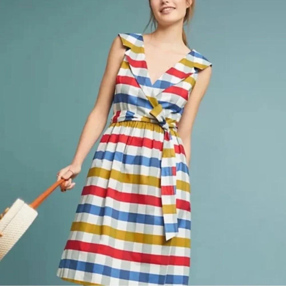 ❌Sold -Like-New! Maeve Anthropologie Cricket Club Gingham Belted Dress - Picture 16 of 16